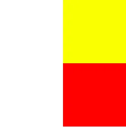 White square with a yellow square in the top right and a red one in the bottom right.