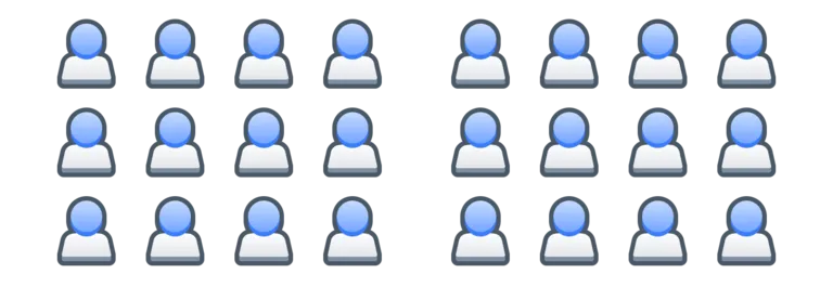 24 faceless blue humanoid shapes arranged in three rows and two columns.