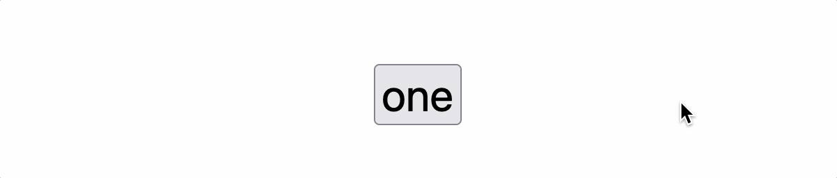 Animation in which a button labeled "one" is clicked, which reveals a button labeled "two". When "two" is clicked it reveals button "three". When "three" is clicked a message appears that reads "success". In each case, the button presses take one second to process.